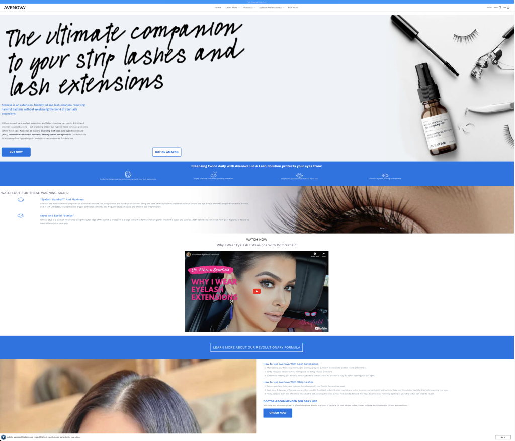 Avenova landing page - false lash wearers